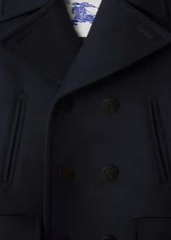 BurberryMen's Wool Check-Undercollar Pea Coat