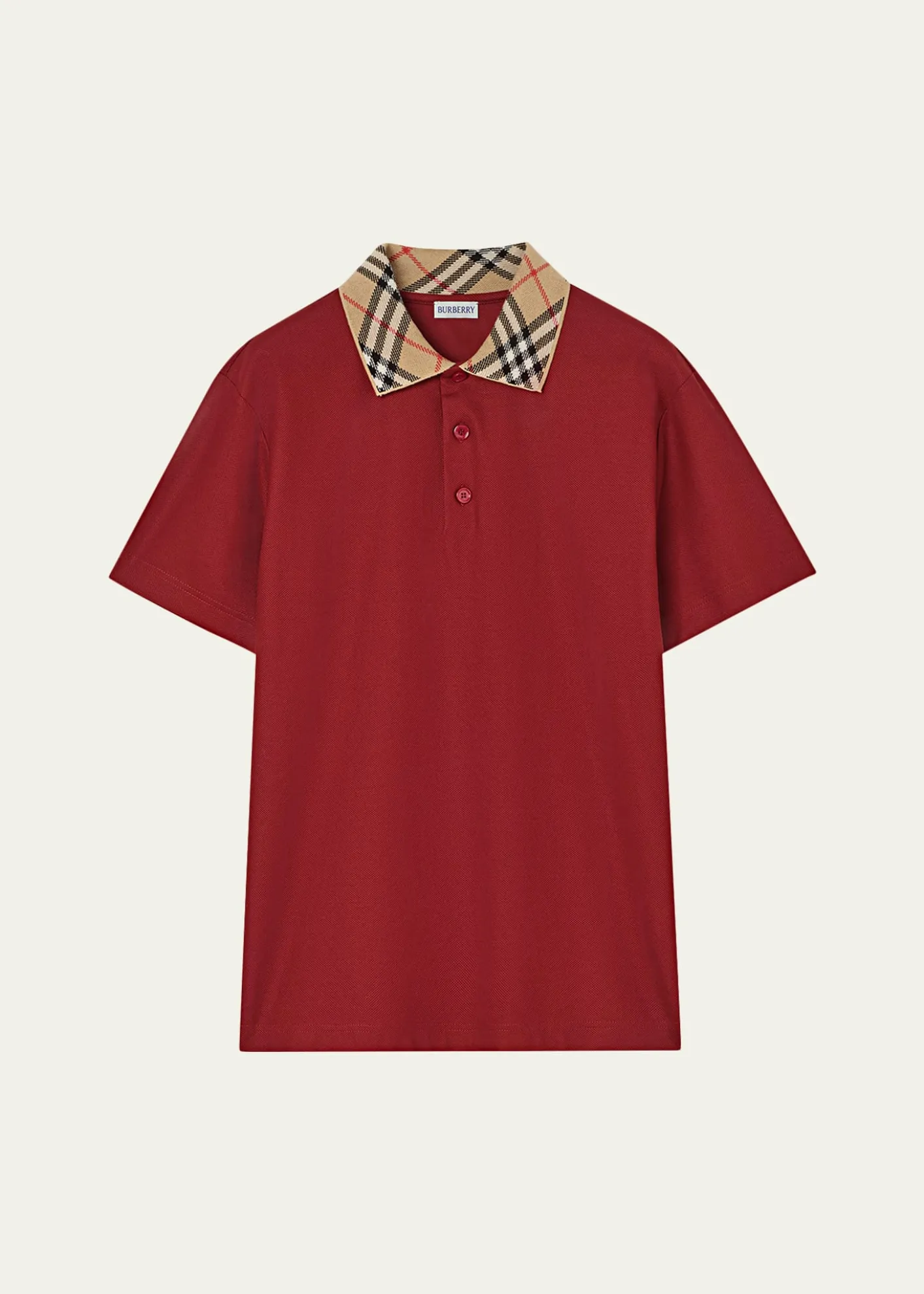 BurberryMen's Evan Check-Collar Cotton Polo Shirt