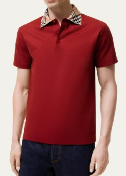 BurberryMen's Evan Check-Collar Cotton Polo Shirt