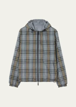 BurberryMen's Reversible Check Hooded Jacket