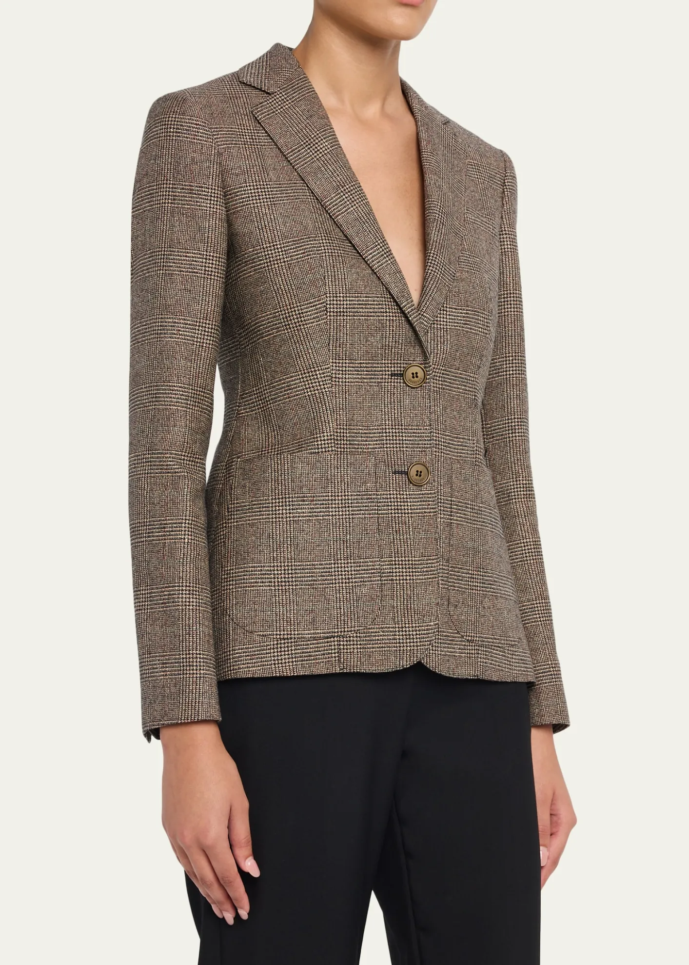 BurberryPrince of Wales Check Wool-Linen Single-Breasted Jacket