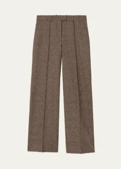 BurberryRozalyn Check Pintuck Straight-Leg Trousers