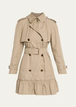 BurberryRuffle Belted Short Trench Coat