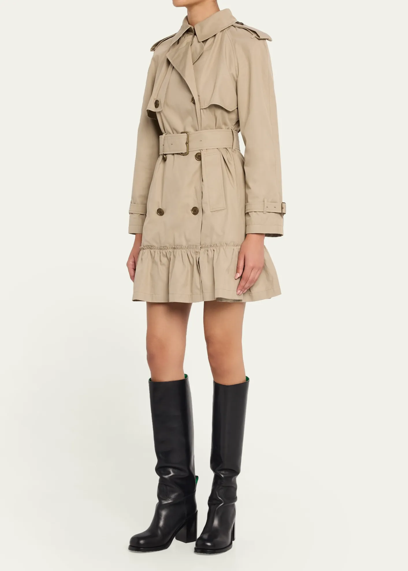 BurberryRuffle Belted Short Trench Coat