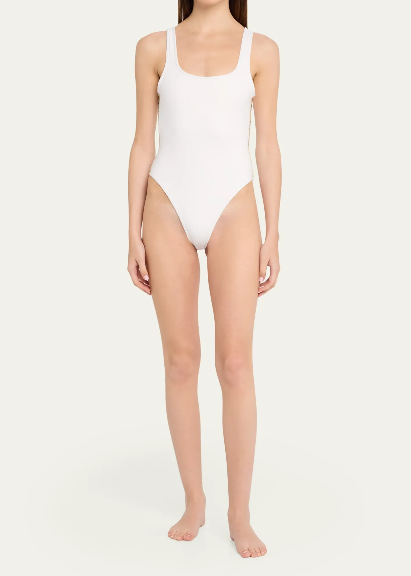 BurberrySorcha Check Trim One-Piece Swimsuit