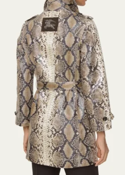 BurberryStonehaven Python-Print Coated Short Car Coat