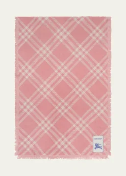 BurberryWide Check Wool Silk Scarf