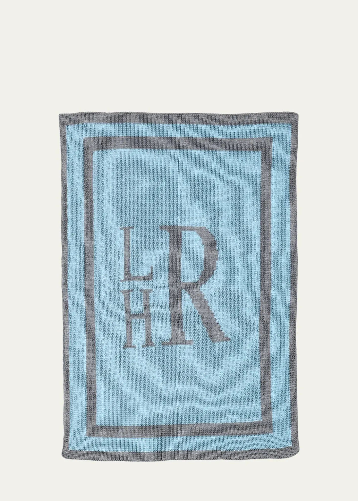 Butterscotch BlankeesMonogrammed Knit Striped-Trim Baby Blanket, Light Blue