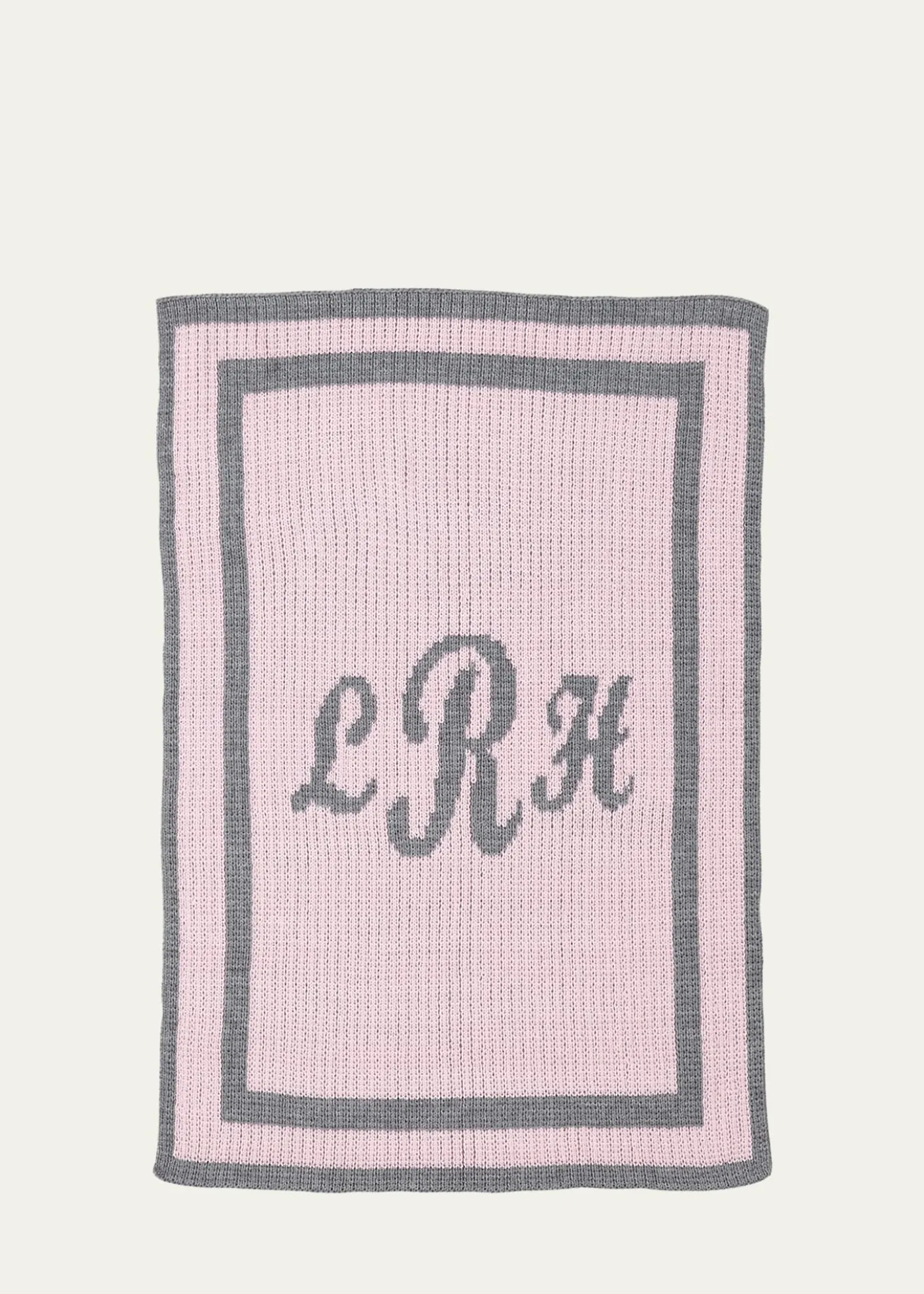 Butterscotch BlankeesMonogram Knit Striped-Trim Baby Blanket, Pink