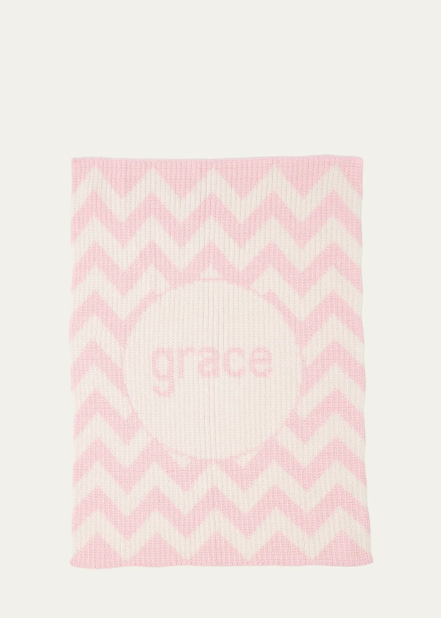 Butterscotch BlankeesPersonalized Ribbed Chevron-Knit Baby Blanket, Light Pink