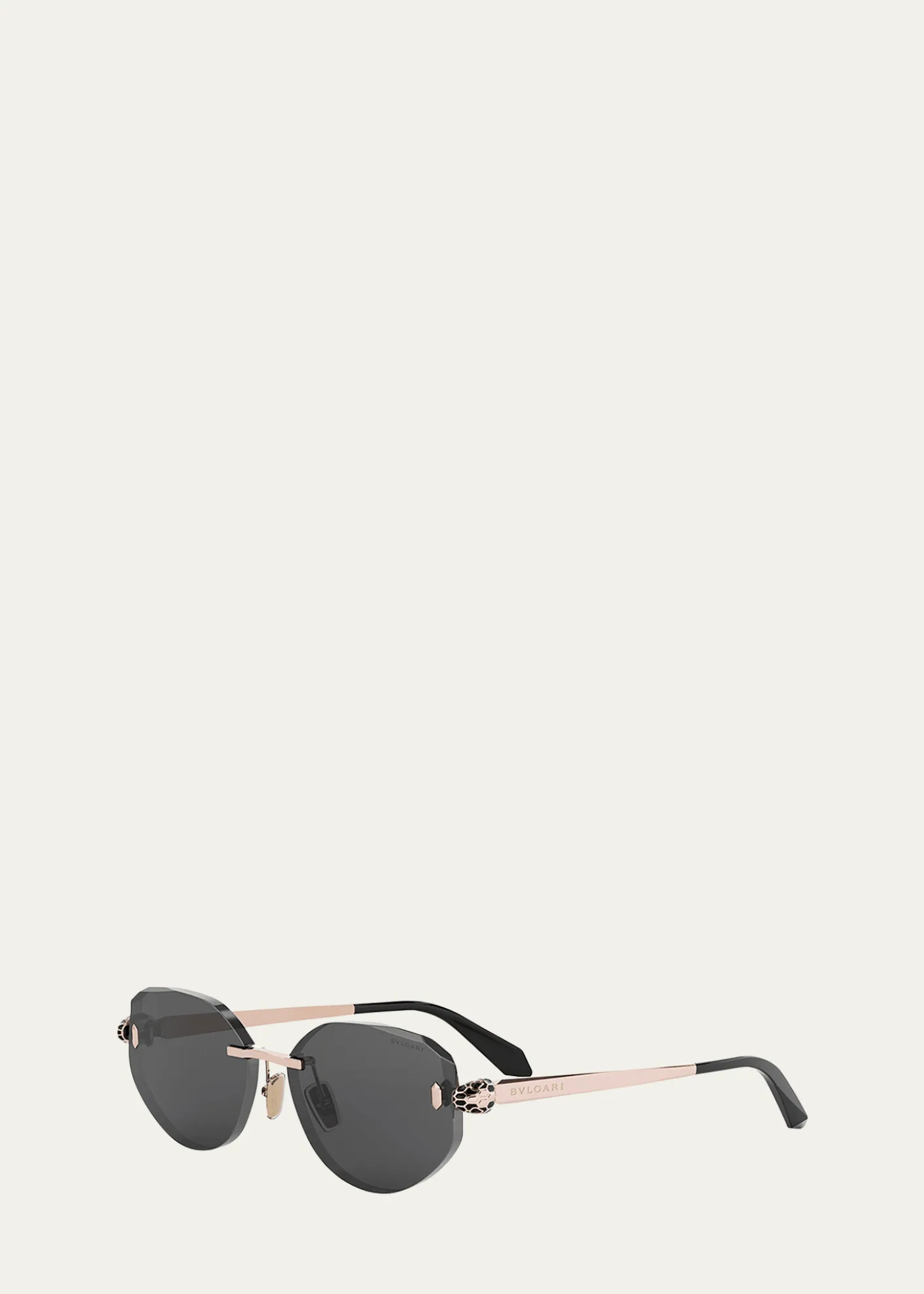 BVLGARISerpenti Forever Rimless Oval Metal Sunglasses