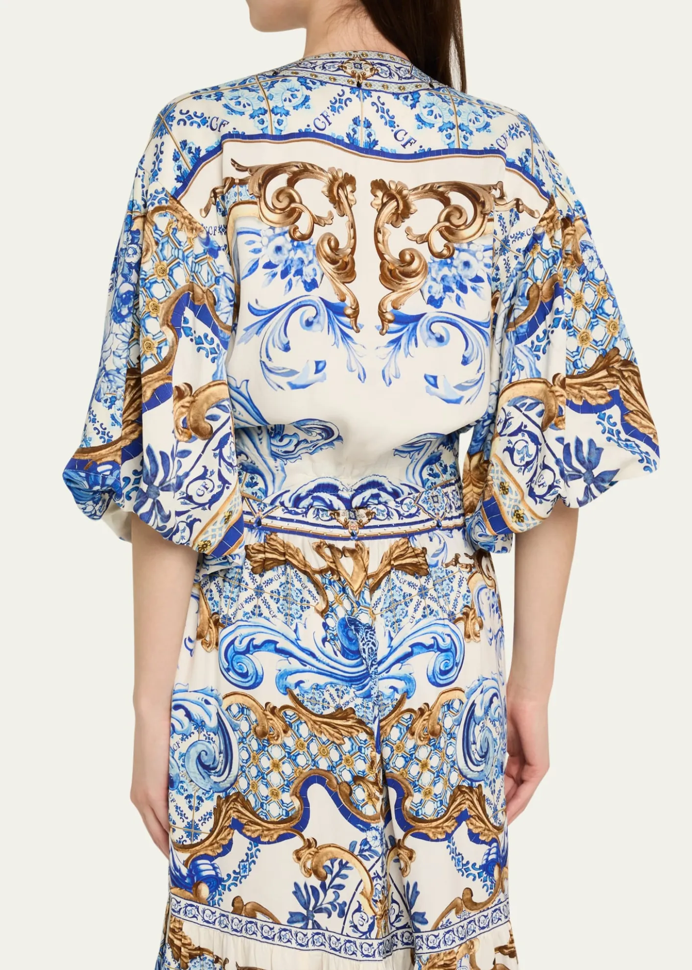 CamillaAzul Adventured Tie-Front Puff-Sleeve Top