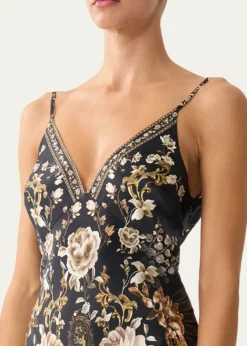 CamillaFlamenco Folklore Bias Slip Dress with Frill Hem