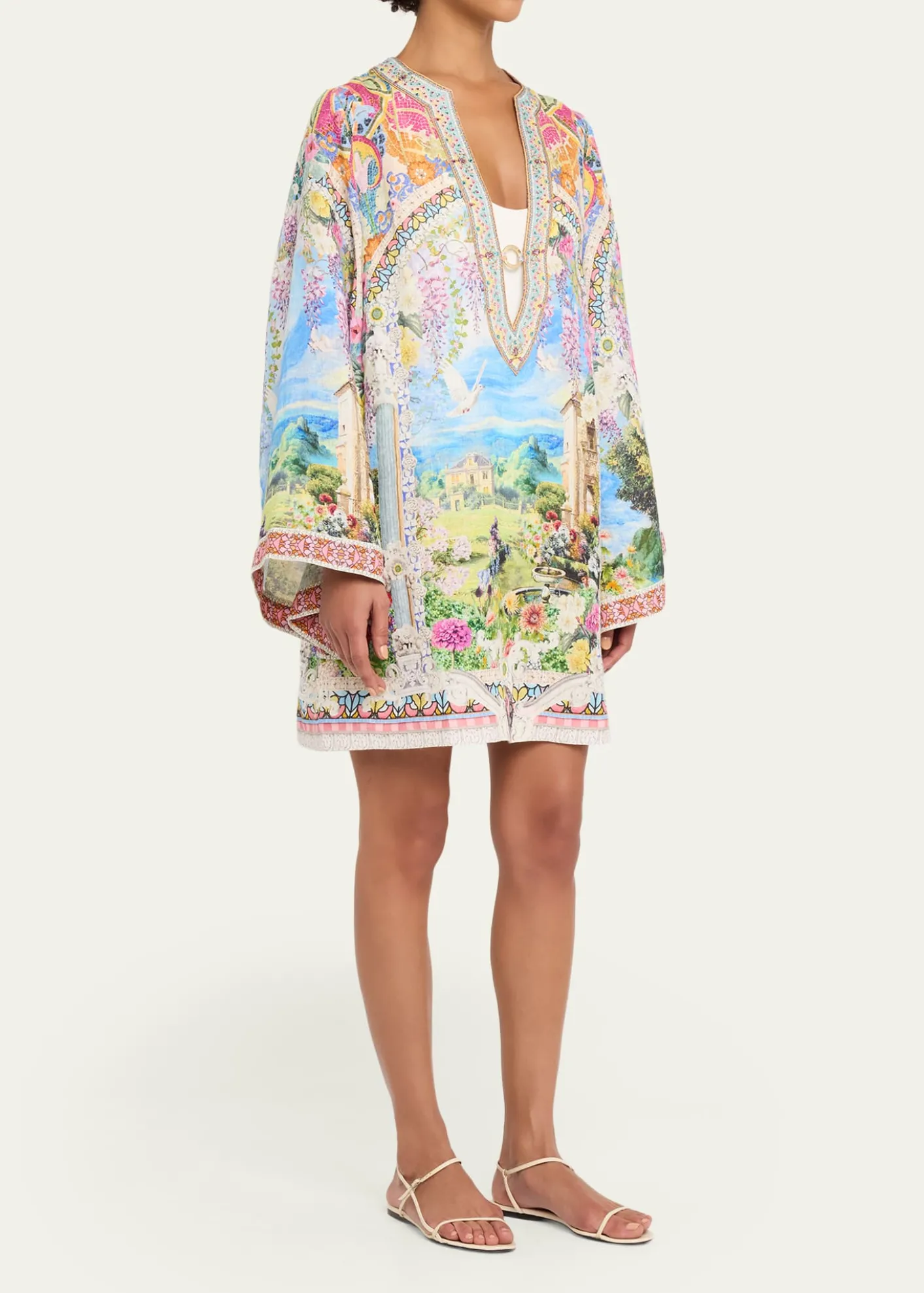 CamillaNavas Nouveau Deep V-Neck Short Kaftan