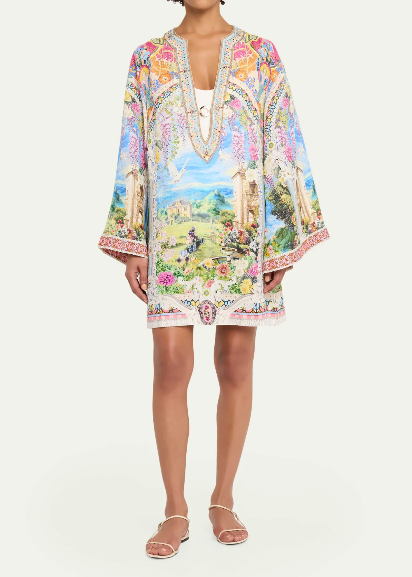 CamillaNavas Nouveau Deep V-Neck Short Kaftan
