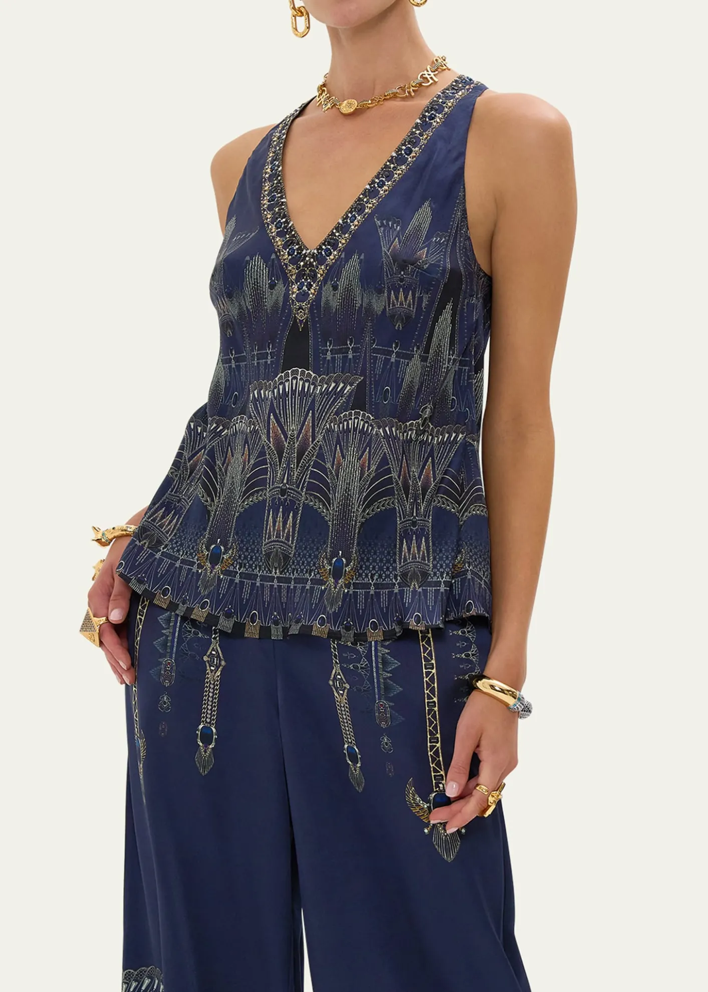CamillaThe Egypt Effect V-Neck Top with Knot Back