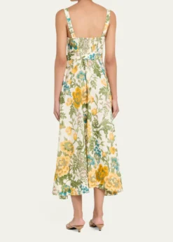 Cara CaraCalypso Floral Linen Midi Dress