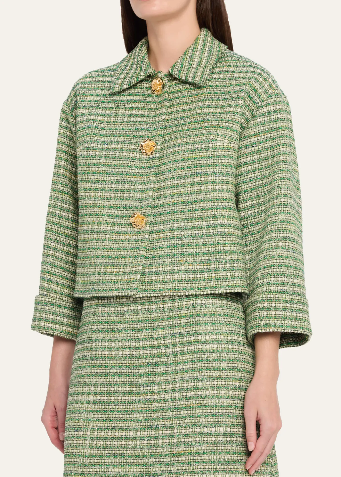 Carolina HerreraBoxy Cotton-Blend Crop Jacket