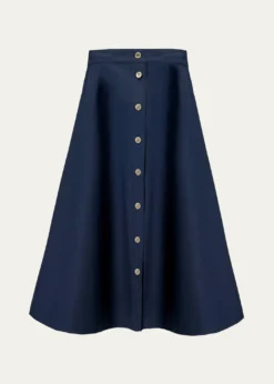 Carolina HerreraButton-Front Cotton Midi Skirt