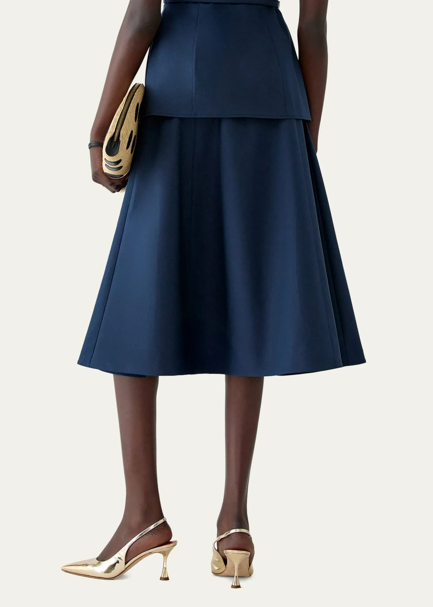 Carolina HerreraButton-Front Cotton Midi Skirt