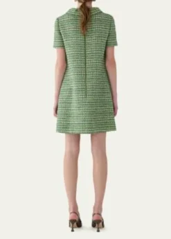 Carolina HerreraCollared Metallic Tweed Mini Shift Dress