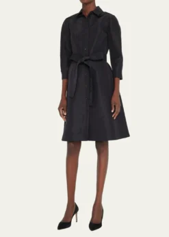 Carolina HerreraFaille 3/4-Sleeve Shirtdress