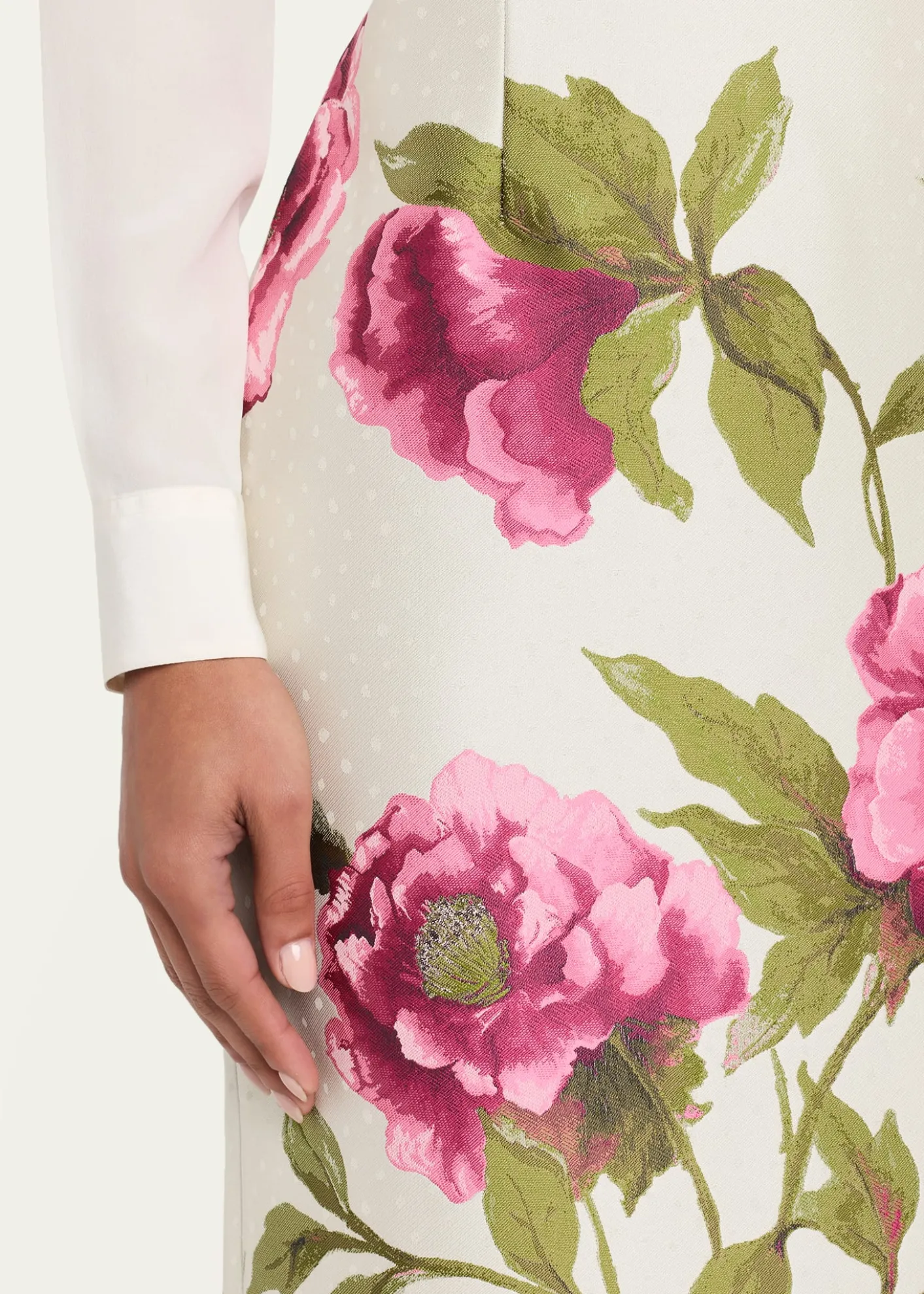 Carolina HerreraFloral Jacquard Midi Pencil Skirt