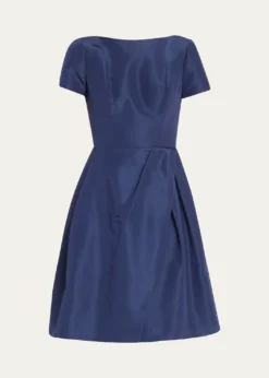 Carolina HerreraIcon Bateau Neck Short-Sleeve Dress