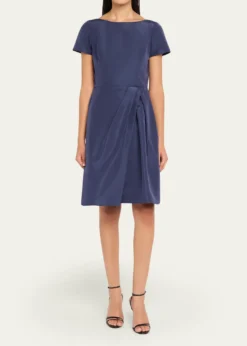 Carolina HerreraIcon Bateau Neck Short-Sleeve Dress