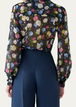 Carolina HerreraIsabella Rose-Print Silk Chiffon Button-Down Shirt