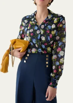 Carolina HerreraIsabella Rose-Print Silk Chiffon Button-Down Shirt