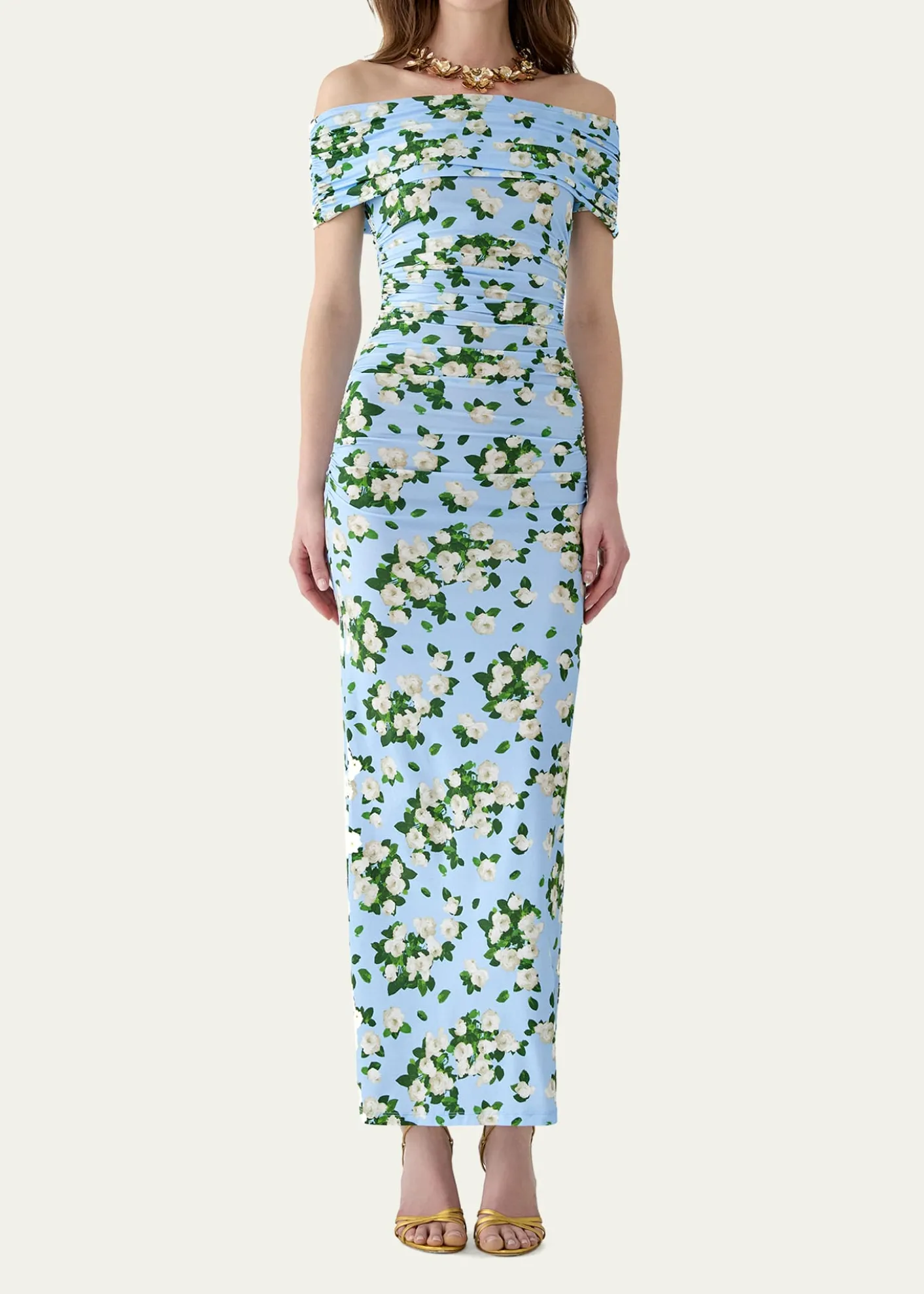 Carolina HerreraOff-The-Shoulder Floral Jersey Maxi Dress