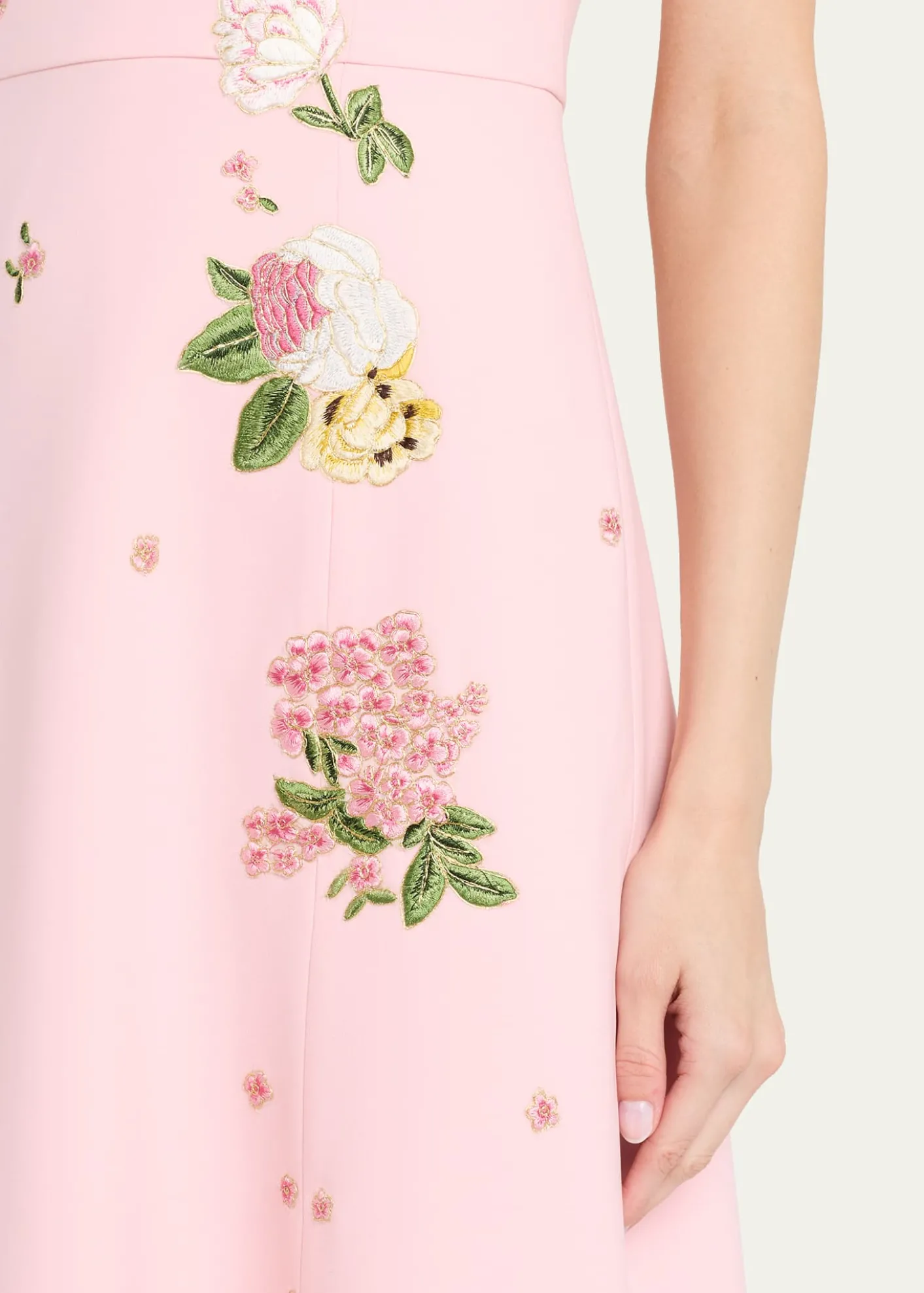 Carolina HerreraRose Embroidered Sleeveless Trumpet Gown