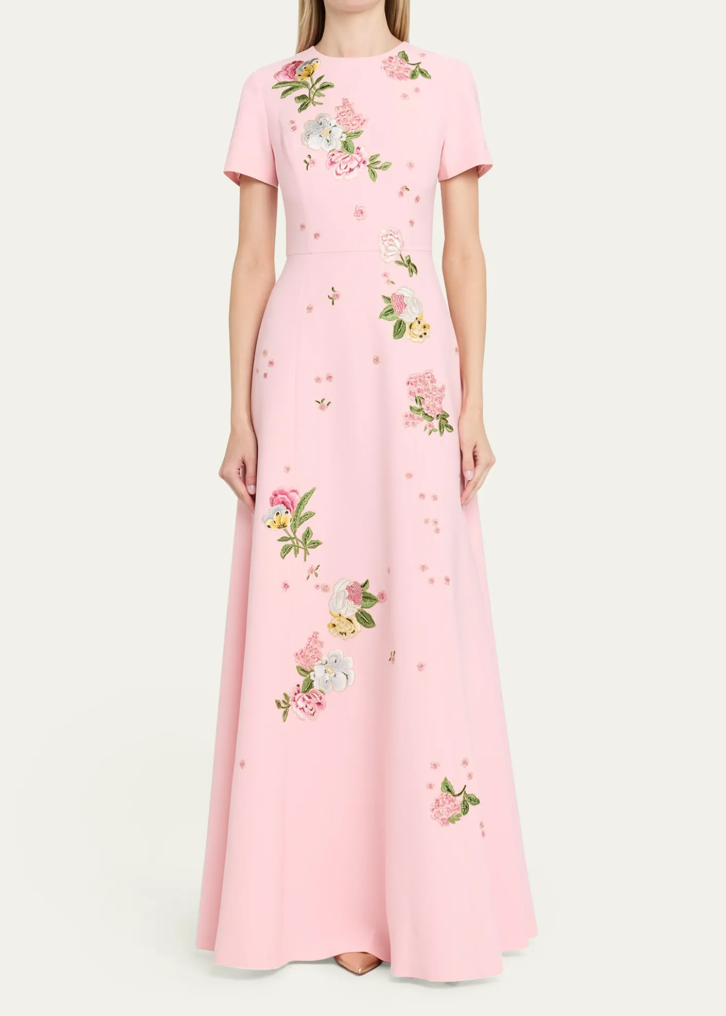 Carolina HerreraRose Embroidered Sleeveless Trumpet Gown