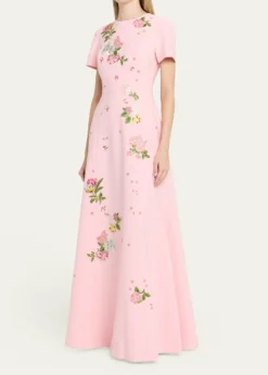 Carolina HerreraRose Embroidered Sleeveless Trumpet Gown