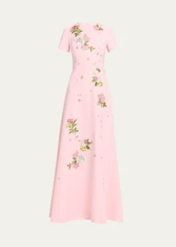 Carolina HerreraRose Embroidered Sleeveless Trumpet Gown