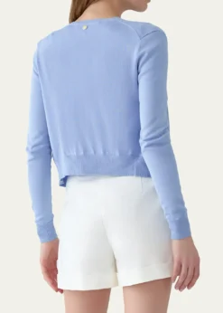 Carolina HerreraSilk-Cotton Crewneck Cardigan