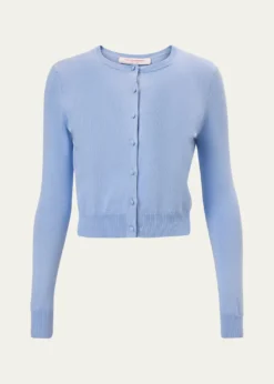 Carolina HerreraSilk-Cotton Crewneck Cardigan