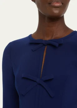 Carolina HerreraTriple Bow Keyhole Long-Sleeve Gown