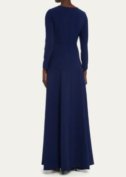 Carolina HerreraTriple Bow Keyhole Long-Sleeve Gown