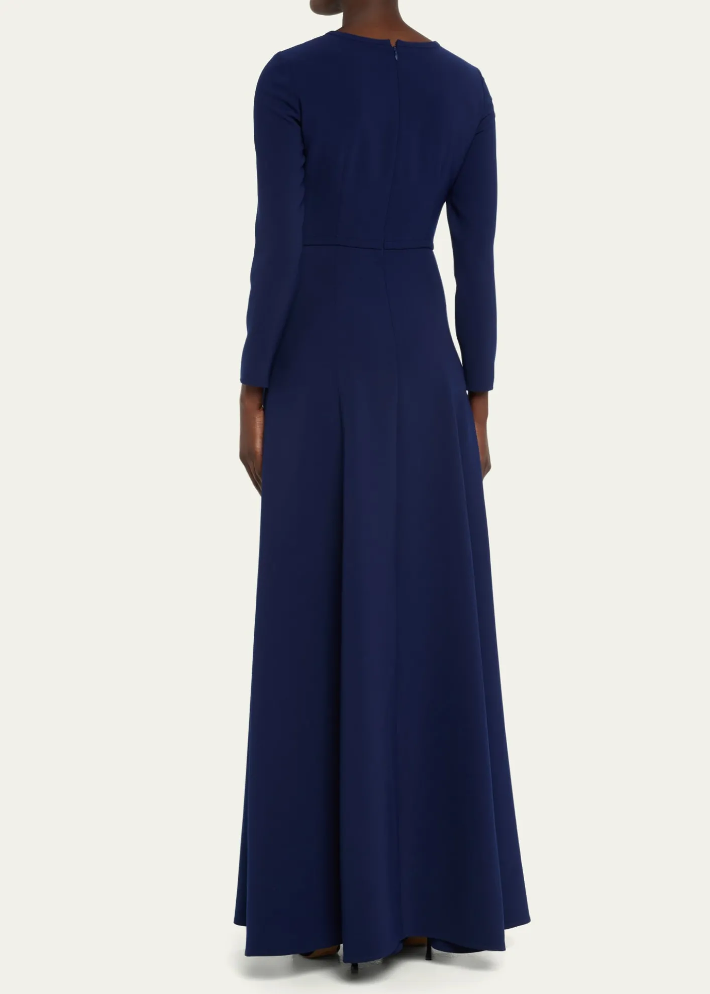 Carolina HerreraTriple Bow Keyhole Long-Sleeve Gown