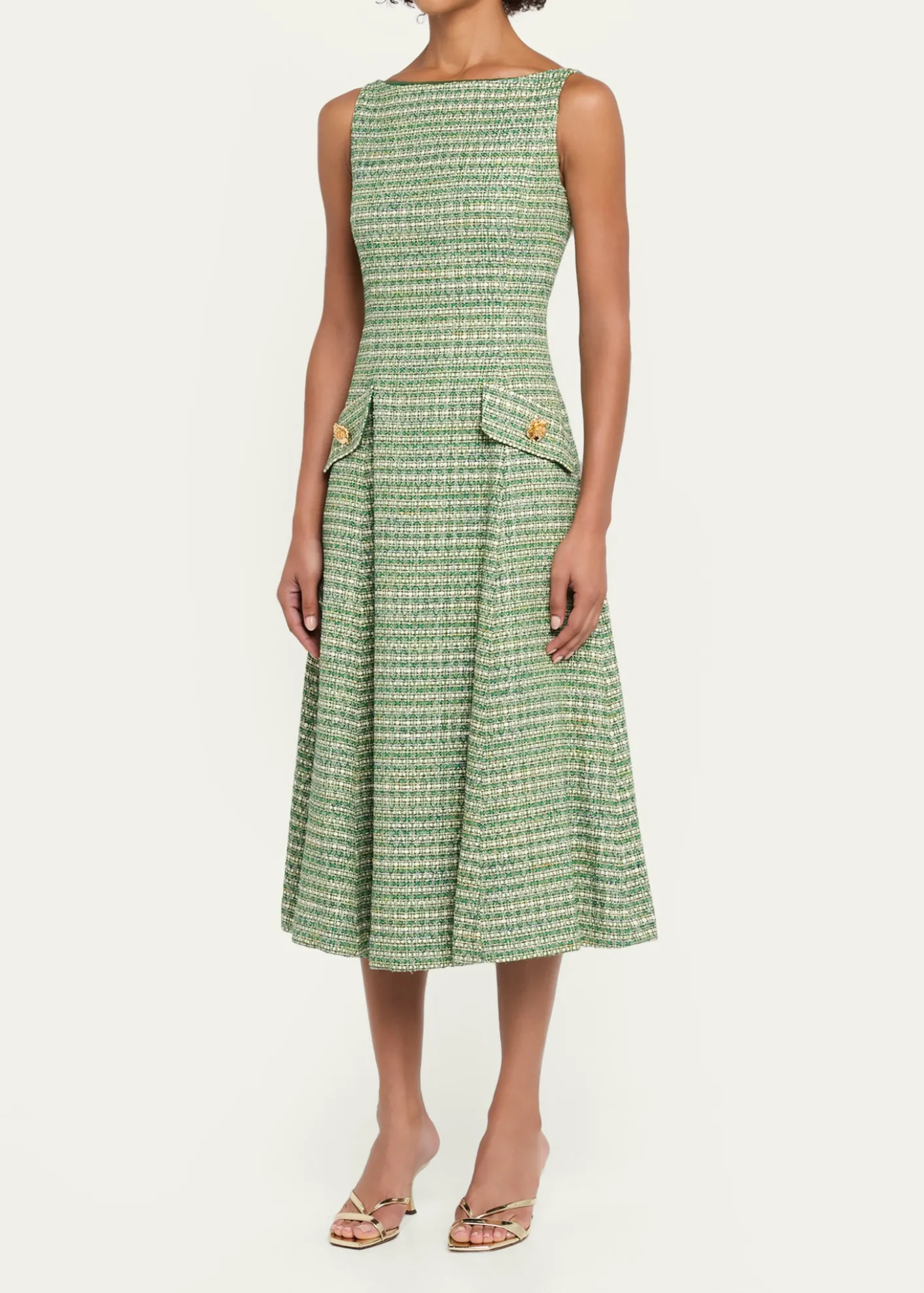 Carolina HerreraTweed Sleeveless A-Line Dress