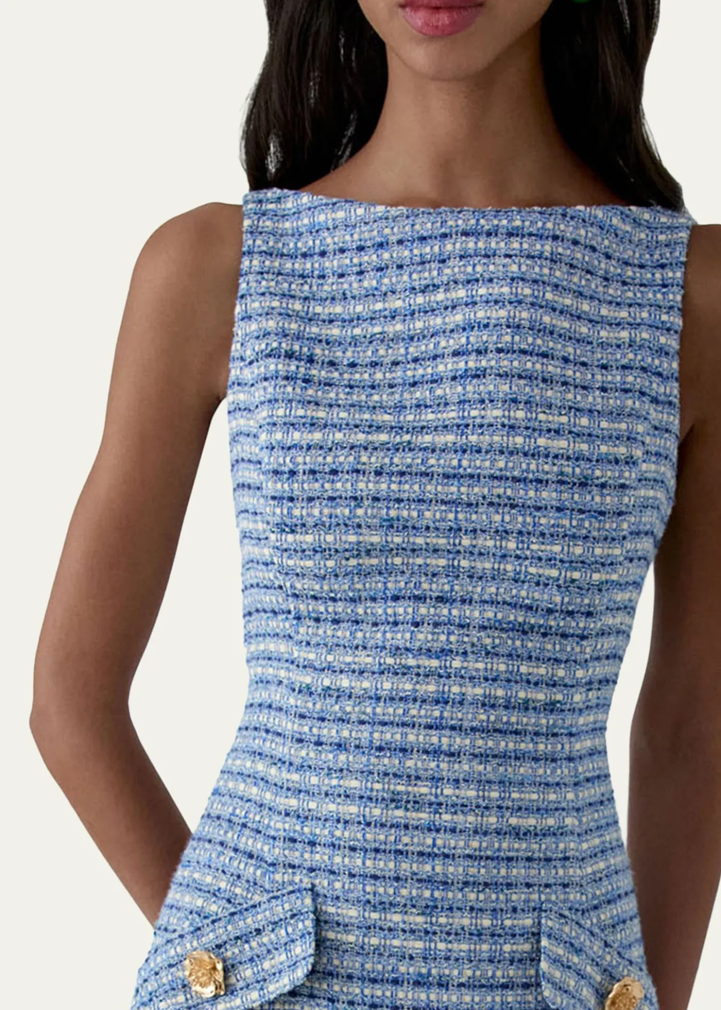 Carolina HerreraTweed Sleeveless A-Line Dress