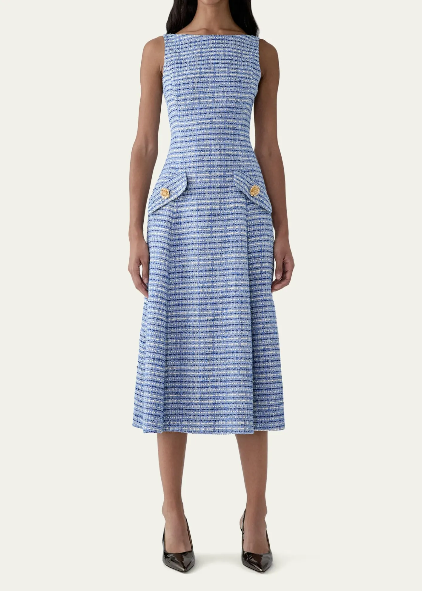 Carolina HerreraTweed Sleeveless A-Line Dress