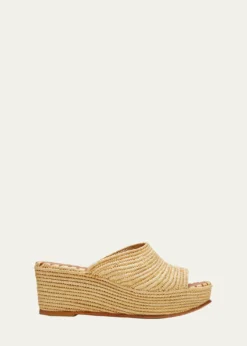 Carrie ForbesKarim Woven Raffia Wedge Slide Sandals