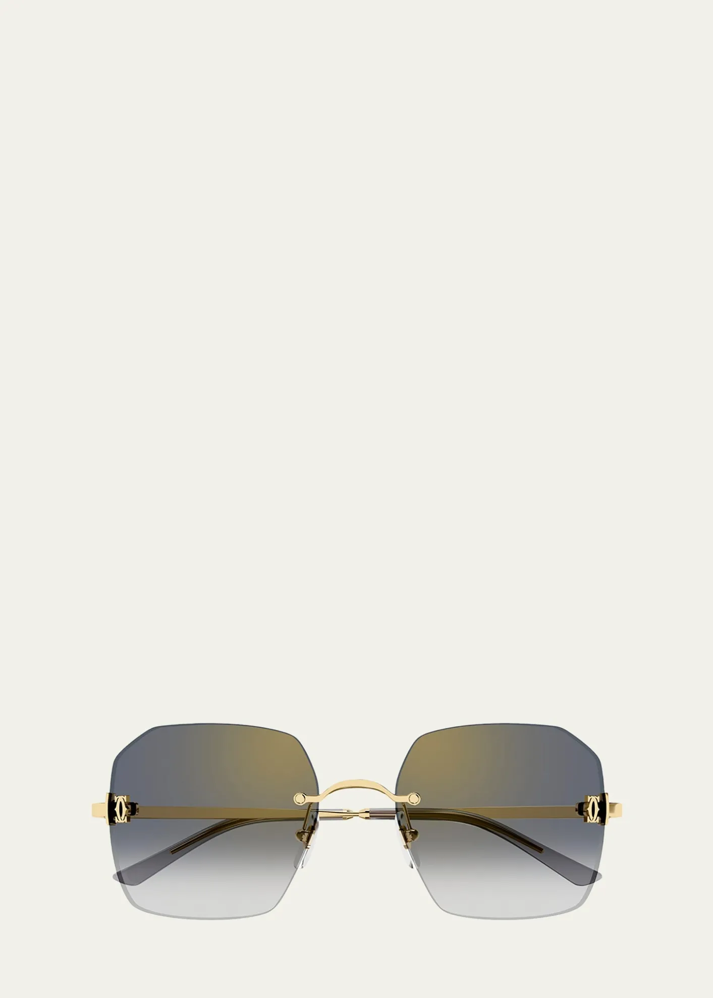 CartierClassic Décor C Square Rimless Metal Sunglasses