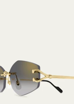 CartierDecor Classic C de Cartier 56mm Rimless Geometric Metal Sunglasses