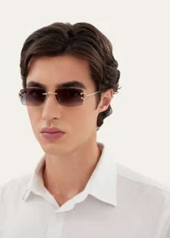 CartierMen's CT0550SM Metal Rectangle Sunglasses