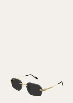 CartierMen's Rimless Metal Geometric Sunglasses