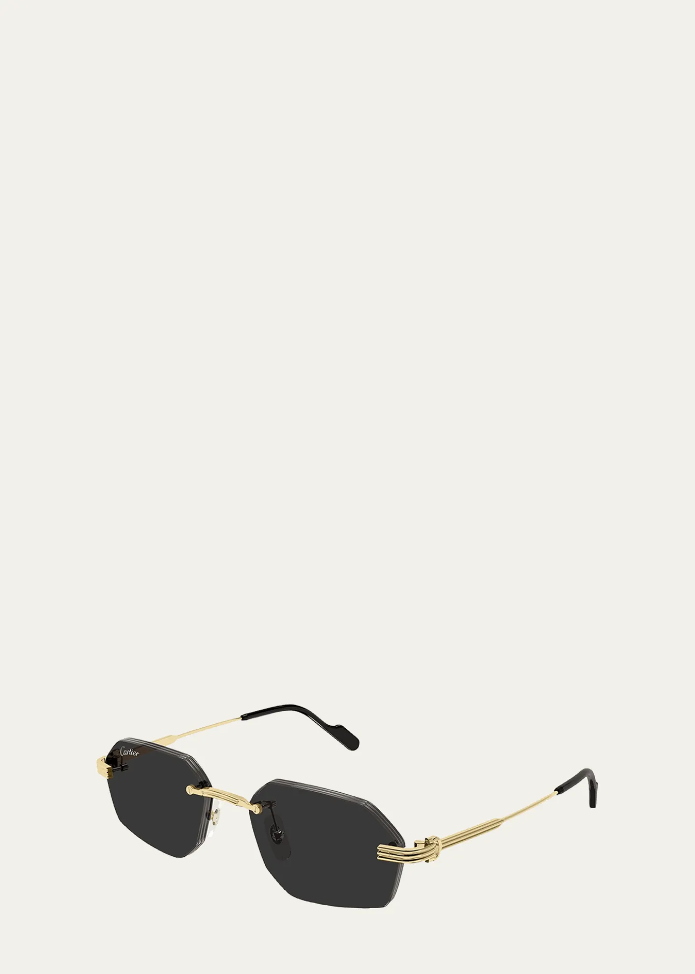 CartierMen's Rimless Metal Geometric Sunglasses